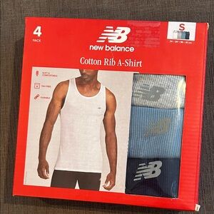 NEW BALANCE Cotton Rib A-Shirt Tanktop 4 pack S NWT